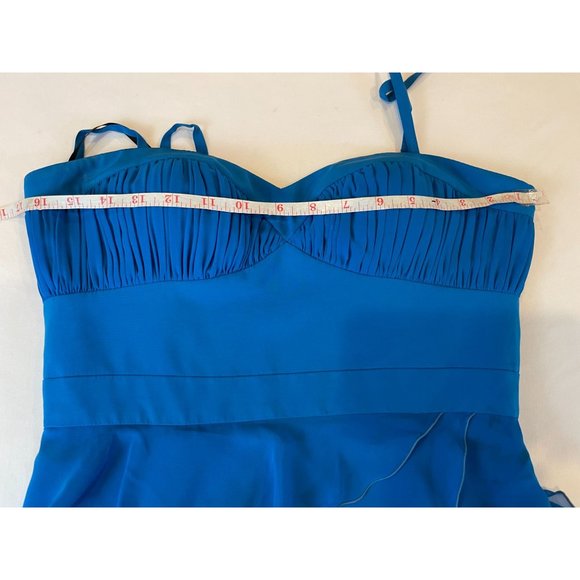 Guess Womens Frill Mini Dress Pleated Ruffle Layered Adjustable Strap Blue SZ 8 - Picture 4 of 8